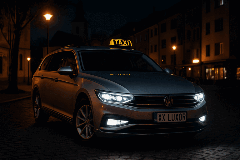 Taxi Lamač v noci – Luxor Taxi Bratislava